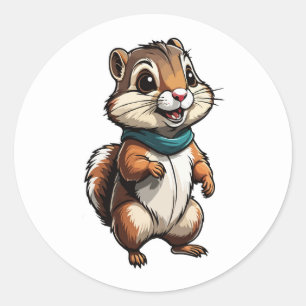 Redonda Pegatina adorable de Chipmunk Personalizado con bu
