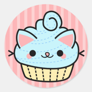 Redonda Pegatina adorable de la magdalena de Kawaii