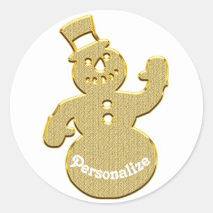 Redonda Pegatina adorable de snowman