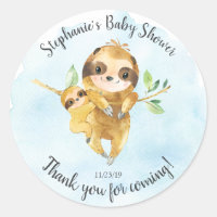 Pegatina Adorable Sloth Baby Shower Favor