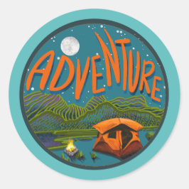Redonda Pegatina Adventure Camping