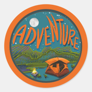 Redonda Pegatina Adventure Camping