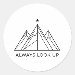 Redonda Pegatina Adventure Mountain Always Look Up