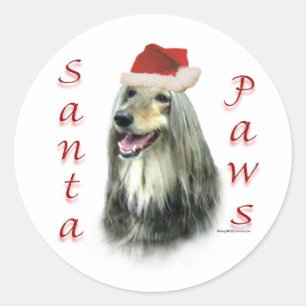 Redonda Pegatina afgano de Santa Paws