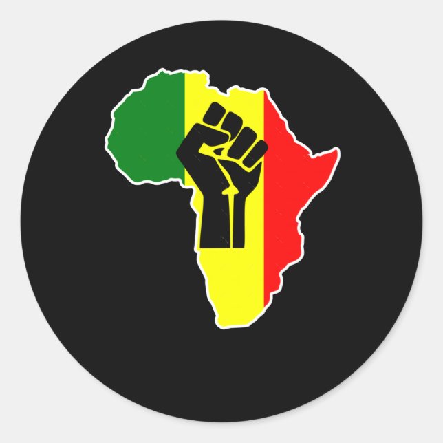 Redonda Pegatina africano del poder negro (Anverso)