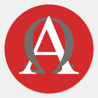 Redonda Pegatina alfa y Omega