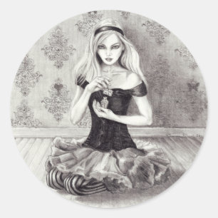 Redonda Pegatina Alicia de Alicia en pegatina del país de