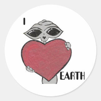Redonda Pegatina Alien de I Heart Love Earth