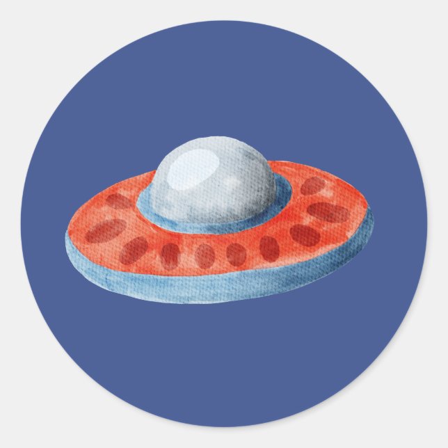Redonda Pegatina Alien Spaceship (Anverso)