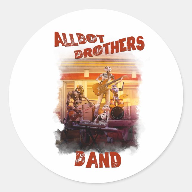 Redonda pegatina Allbot Brothers Band /Bob's Saucer Repara (Anverso)