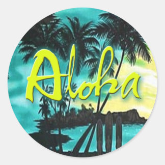 Redonda Pegatina Aloha Aqua Sunset