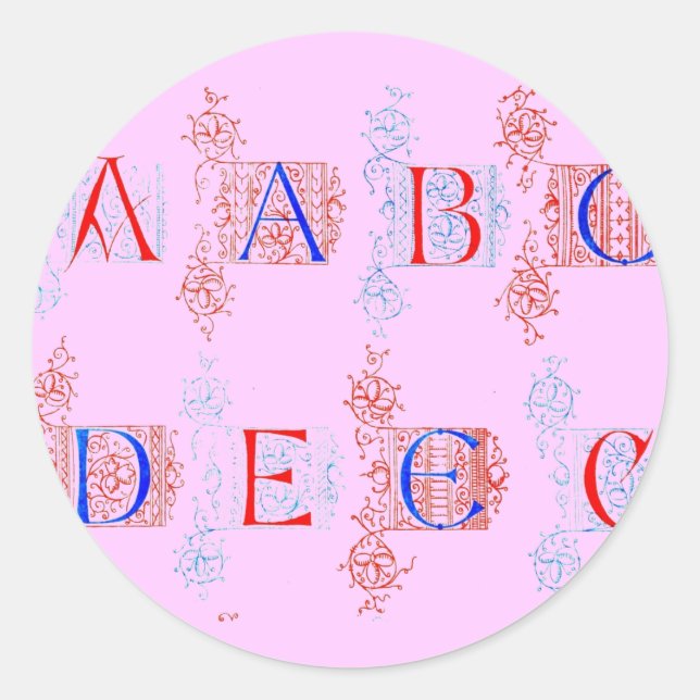 Redonda Pegatina Alphabet (Anverso)
