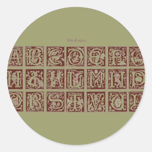 Redonda Pegatina Alphabet (Anverso)