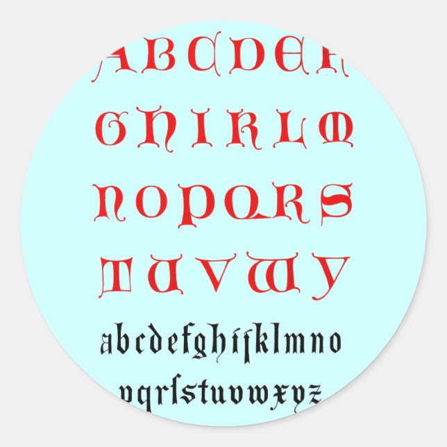 Redonda Pegatina Alphabet (Anverso)