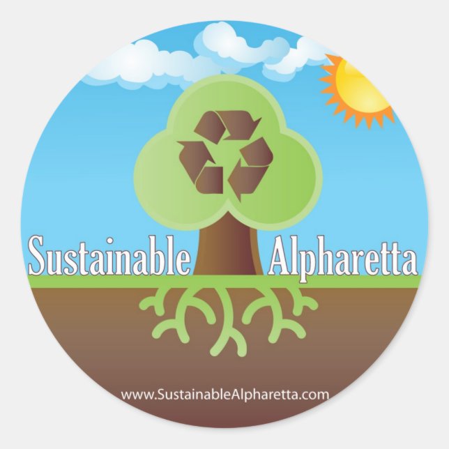 Redonda Pegatina Alpharetta sustentable (Anverso)