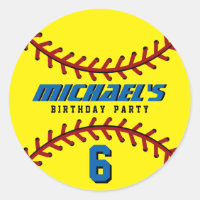 Pegatina Amarillo de Béisbol Deportivo Niños Fiest
