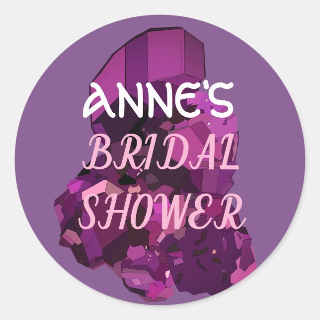 Redonda Pegatina AmethyDrawing Bridal Shower (Anverso)