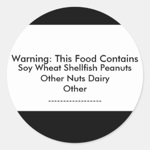 Redonda Pegatina amonestador de la alergia alimentaria