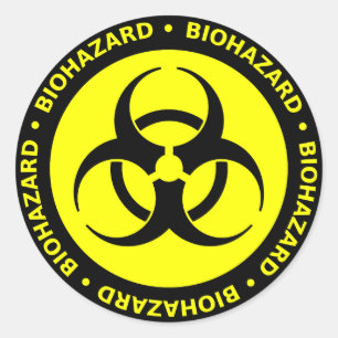 Redonda Pegatina amonestador del Biohazard amarillo