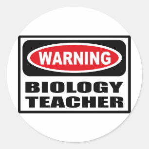 Redonda Pegatina amonestador del PROFESOR de BIOLOGÍA