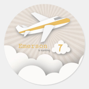 Redonda Pegatina anaranjado de la fiesta de cumpleaños de