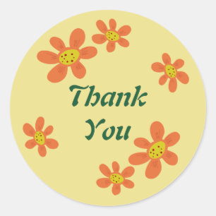 Redonda Pegatina anaranjado de la flor