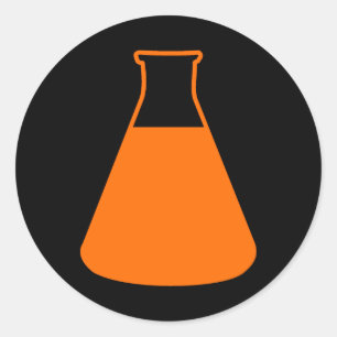 Redonda Pegatina anaranjado del frasco de Erlenmeyer