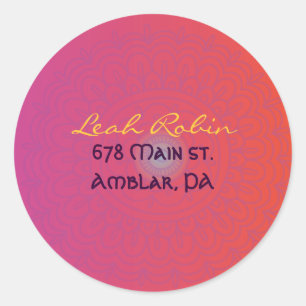 Redonda Pegatina anaranjado rojo del remite de la MANO de