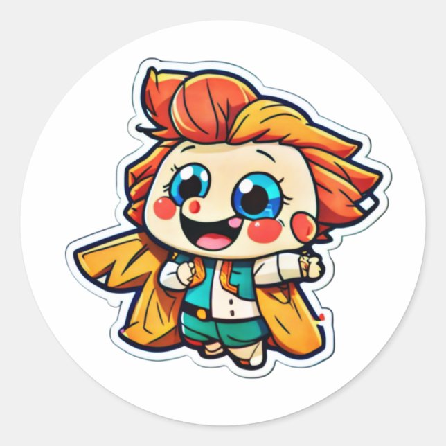 Redonda Pegatina animado lindo - Sonrisas ilimitadas (Anverso)