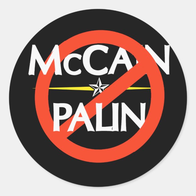 Redonda Pegatina Anti-McCain/Palin (Anverso)
