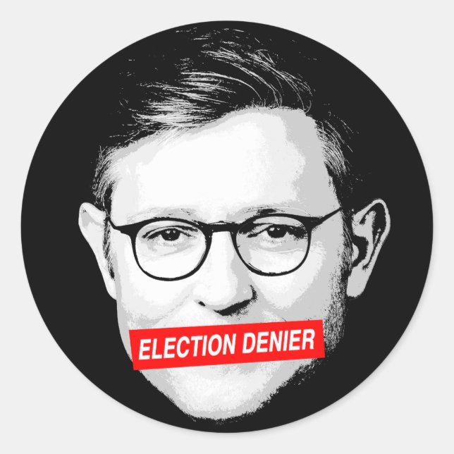 Redonda Pegatina anti Mike Johnson de negación electoral (Anverso)