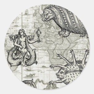 Redonda Pegatina Antiguo de Criptozoología