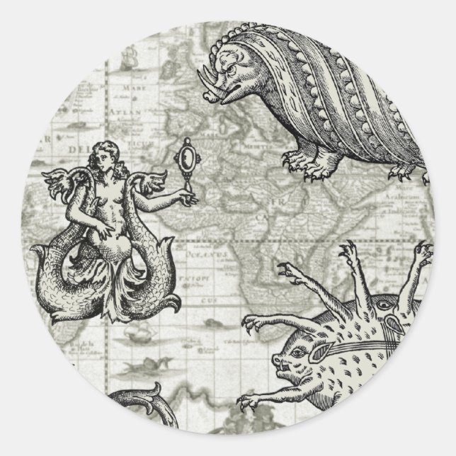 Redonda Pegatina Antiguo de Criptozoología (Anverso)