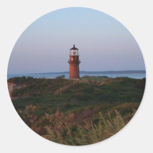 Redonda Pegatina Aquinnah Sunset y Lighthouse