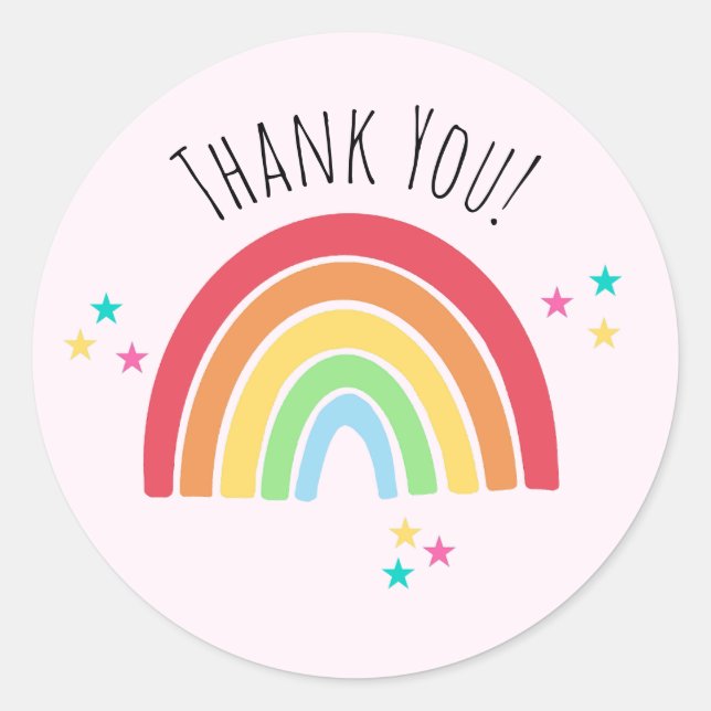 Redonda Pegatina arcoiris de gracias (Anverso)