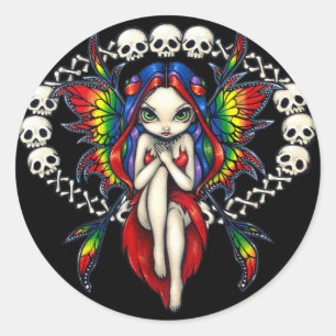 Redonda pegatina "Arcoiris de huesos"