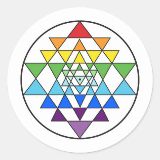 Redonda Pegatina arcoiris de Sri Yantra