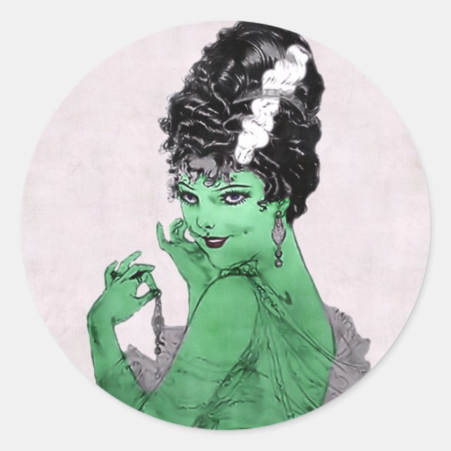 Redonda Pegatina Art Deco Bride (Anverso)