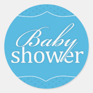 Redonda Pegatina azul de Baby Shower