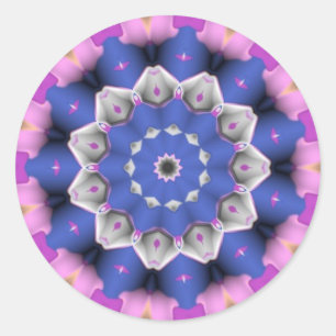 Redonda Pegatina azul de la flor