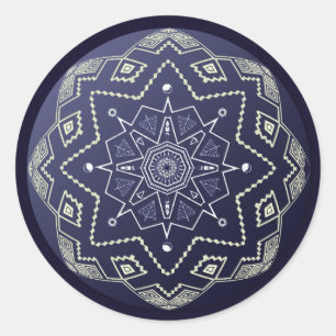 Redonda Pegatina azul de la mandala de la esfera de la