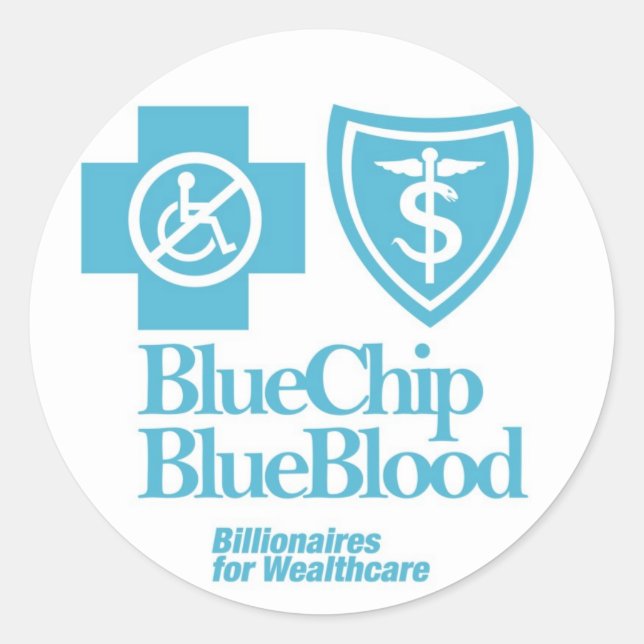 REDONDA PEGATINA AZUL DE SANGRE AZUL CHIP (Anverso)