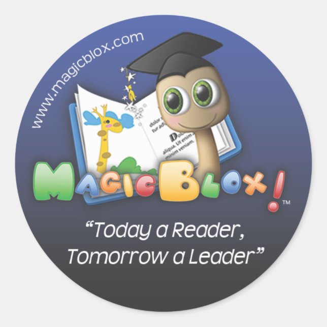 Redonda Pegatina azul MagicBlox de 2" (Anverso)