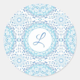 Redonda Pegatina azul mandala
