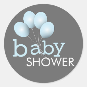 Redonda Pegatina azul moderno de Baby Shower del muchacho