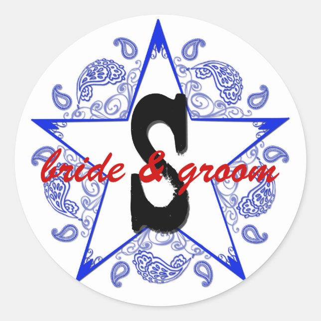 Redonda Pegatina azul occidental del personalizable "S" (Anverso)