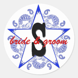 Redonda Pegatina azul occidental del personalizable "S"