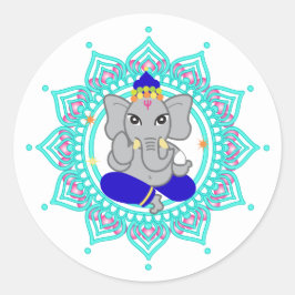 Redonda Pegatina azul om mandala
