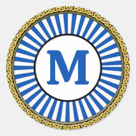 Redonda Pegatina - Azul - Personalizado - Añadir inicial