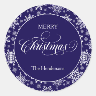 Redonda Pegatina azul Personalizado Navidades de script